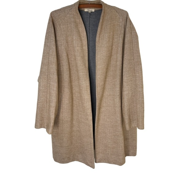 MADEWELL Stanza Herringbone Coat Wool Blend Camel Color Size XL - Picture 4 of 16